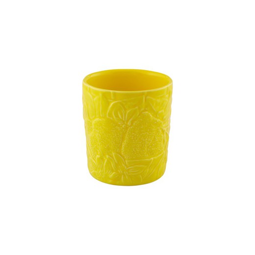 Niedriges gelbes Steingutglas, Ø 9 x 10 cm | Carmen Limon