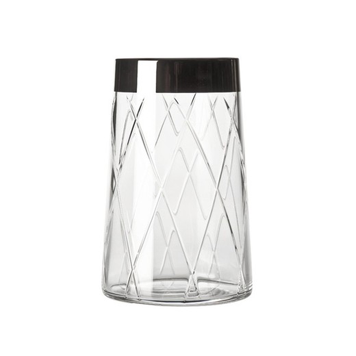 Hohes Whiskyglas aus Silber und Klarglas, Ø 8,2 x 12,9 cm | Biarritz
