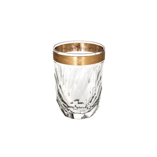 Hohes Whiskyglas aus klarem und goldenem Kristall, Ø 8,8 x 12 cm | Palazzo Gold