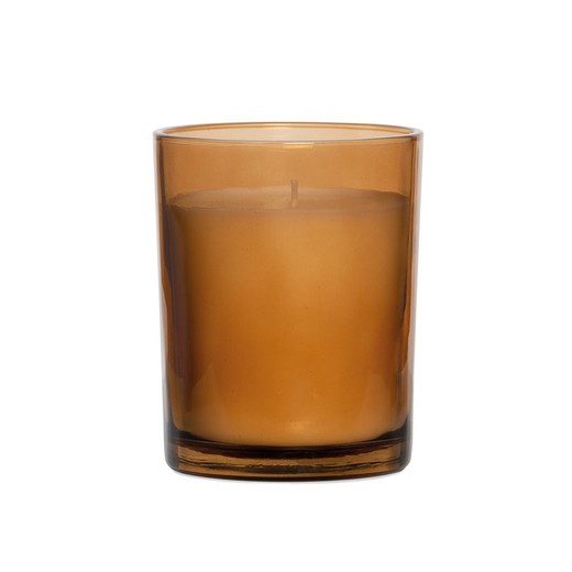 Bougie parfumée en verre marron et cire, Ø10 x 12,5 cm | Marron