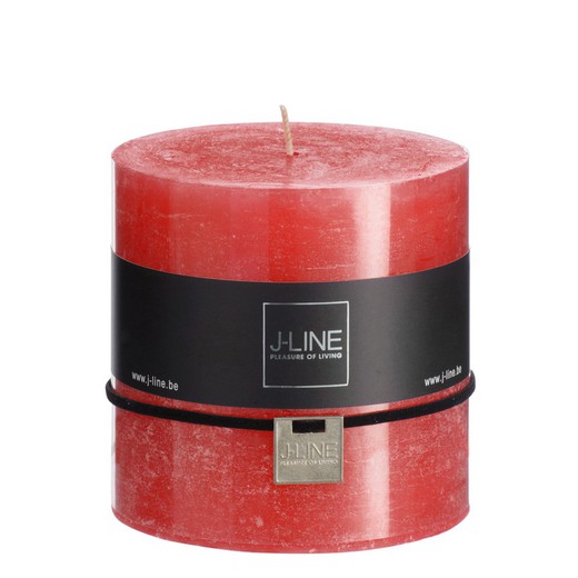 Red cylinder wax candle, 10x10x10 cm