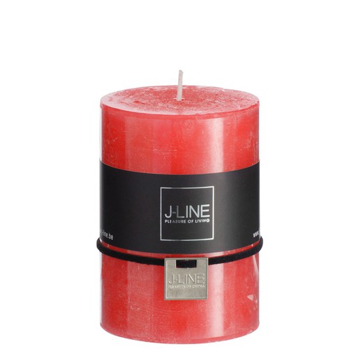 Red cylinder wax candle, 7x7x10 cm