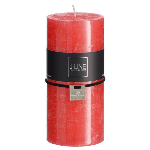 Red cylinder wax candle, 7x7x15 cm