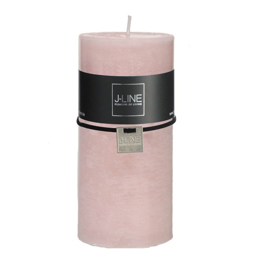 Wax candle pink cylinder, 7x7x15 cm
