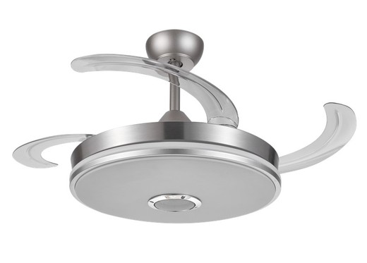 Nickel Ceiling Fan with Led Light Verona Musical Silver, Ø110 cm