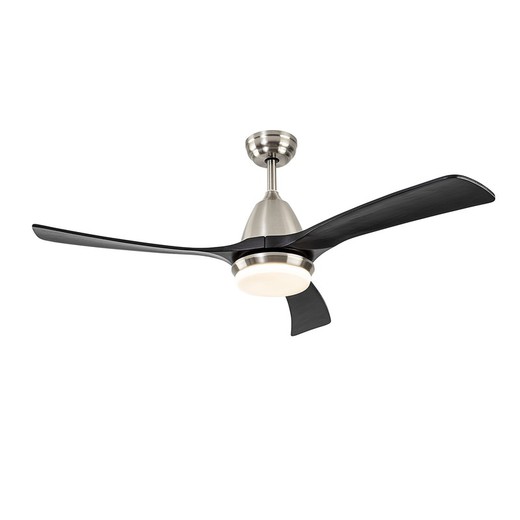 Metal and Wood LED Ceiling Fan Black Blades, Ø132x45cm