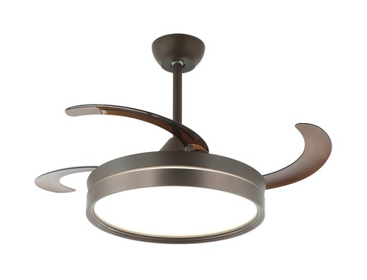 Metal Ceiling Fan with Dark Brown Cocoa Led Light, Ø110 cm
