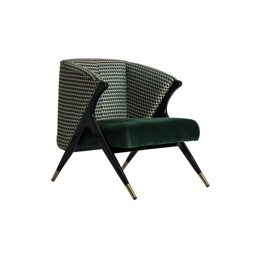 VICAL-fauteuil in groen fluweel met patroon, 70x77x78 cm
