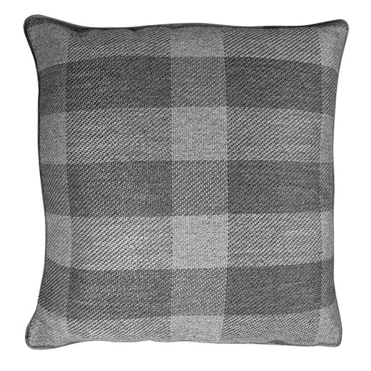 VIK | Cushion with gray squared shapes and dark gray edging 60 x 60 cm