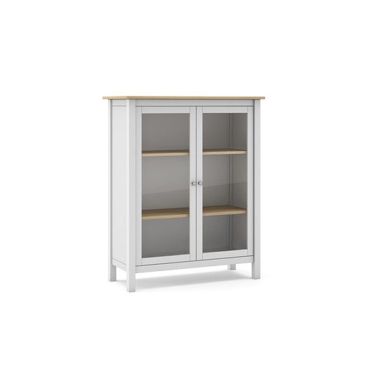 Ντουλάπι από λευκό πεύκο και γυαλί, 90 x 40 x 110 cm | ομιχλώδης