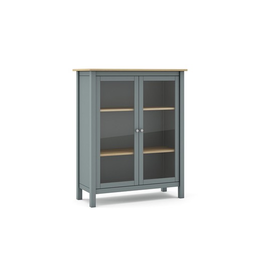Pine and glass cabinet in green, 90 x 40 x 110 cm | misty
