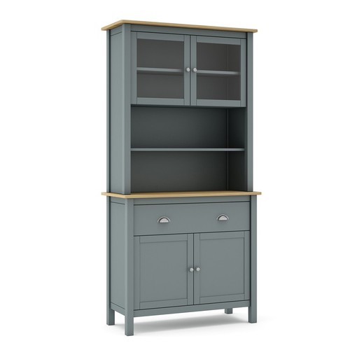 Pine and glass cabinet in green, 90 x 40 x 180.5 cm | misty