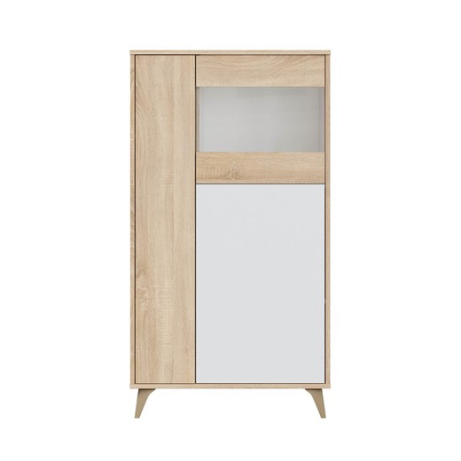 Armário de madeira natural/branco, 77x33x142 cm | KIKUA