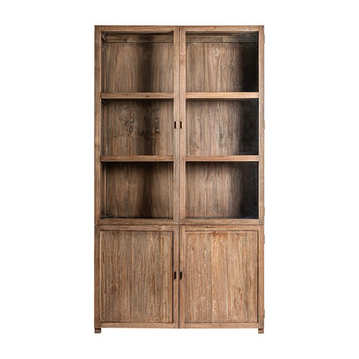 Βιτρίνα Nysted από ανακυκλωμένο ξύλο τικ σε φυσικό, 110 x 50 x 220 cm