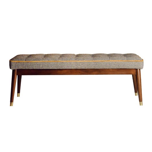 VP INTERIORISMO-Banco de madera tapizado en beige y negro, 120x40x45 cm