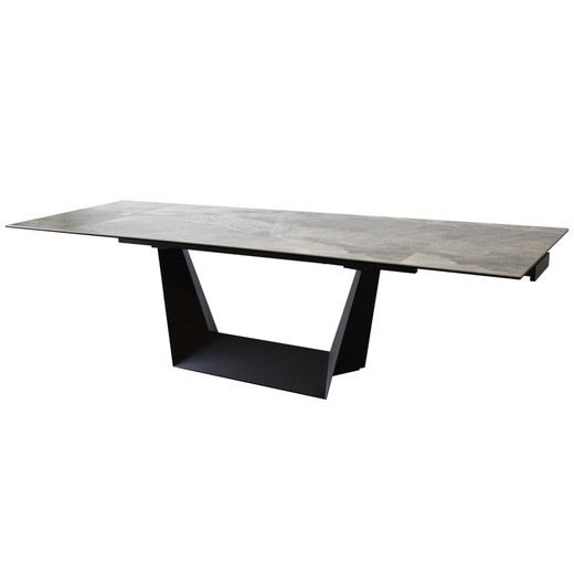 VP INTERIORISM - Mesa extensível de jantar de metal e cerâmica, 180 / 270x90x75 cm