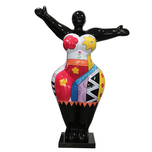 XENA-kvindelig figur i flerfarvet polyresin, 129x57x180 cm
