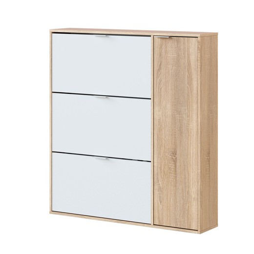 Drewniany stojak na buty biały/naturalny, 106x22x115 cm | KLASA