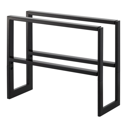 Extendable black steel shoe rack, 38 x 15 x 30 cm | line