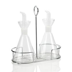 Oiler / Cruet Flask with Glass / Chrome Holder, 20x10x20cm