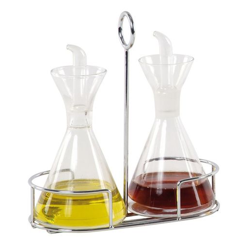 Oiler / Cruet Flask with Glass / Chrome Holder, 20x10x20cm