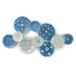 Décoration murale en métal bleu/blanc, 118 x 4 x 59 cm