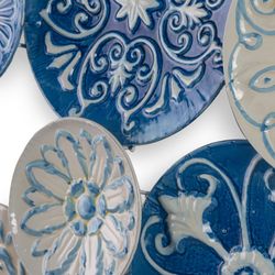 Décoration murale en métal bleu/blanc, 118 x 4 x 59 cm