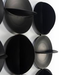 Wanddekoration aus schwarzem Metall, 71 x 10 x 71 cm