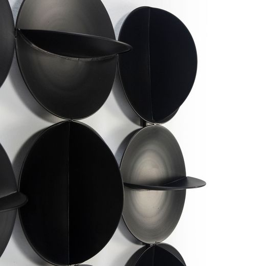 Wanddekoration aus schwarzem Metall, 71 x 10 x 71 cm