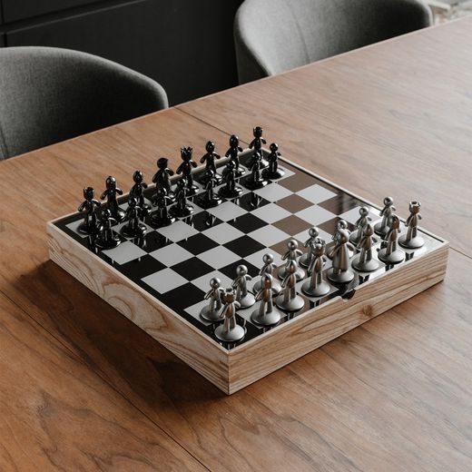 Jeu d'échecs en zinc multicolore, 36 x 36 x 6 cm | Copain