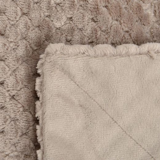 CHESS-Taupe polyester blanket, 130x170 cm