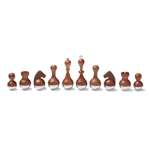 Jeu d'échecs en noyer naturel, 38 x 38 x 11 cm | Osciller