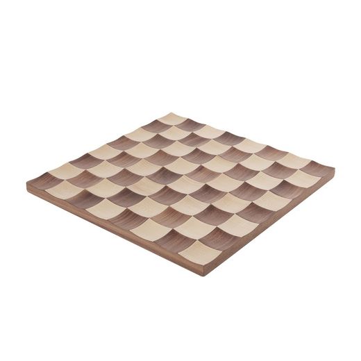 Jeu d'échecs en noyer naturel, 38 x 38 x 11 cm | Osciller
