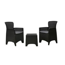 ALBA - Set da giardino in resina con 2 poltrone + tavolo grigio antracite