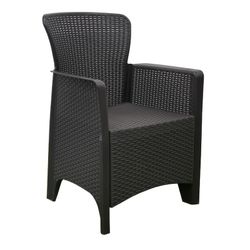 ALBA - Set da giardino in resina con 2 poltrone + tavolo grigio antracite