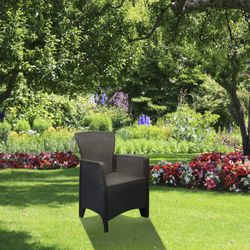 ALBA - Set da giardino in resina con 2 poltrone + tavolo grigio antracite