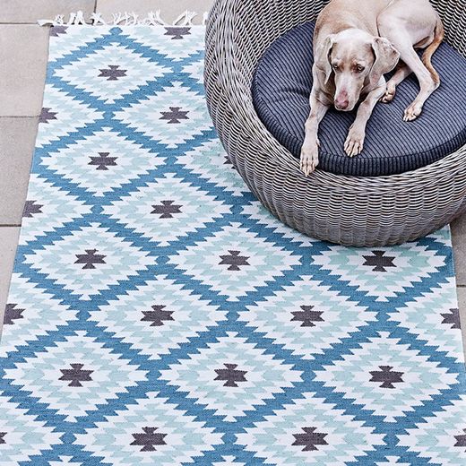 Alfombra de Exterior de Polietileno Reciclado Azul/Verde, 60x90 cm