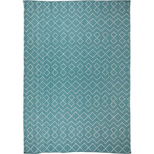 100% recycelter Teppich in PET-Blau und Natur, 70 x 140 cm