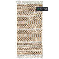 Alfombra de Exterior de Polietileno Reciclado Mostaza/Beige, 70x140 cm