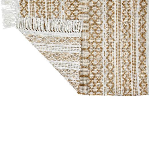 Alfombra de Exterior de Polietileno Reciclado Mostaza/Beige, 70x140 cm