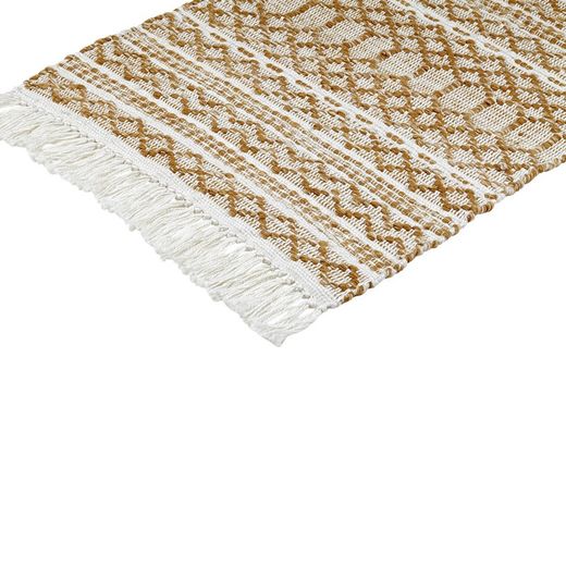 Alfombra de Exterior de Polietileno Reciclado Mostaza/Beige, 70x140 cm