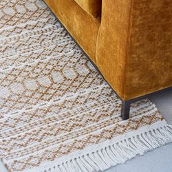 Alfombra de Exterior de Polietileno Reciclado Mostaza/Beige, 70x140 cm