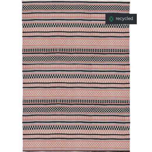 100% recycled PET black, coral and silver rug, 140 x 200 cm