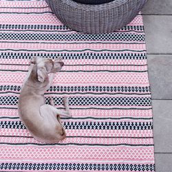 100% recycled PET black, coral and silver rug, 140 x 200 cm