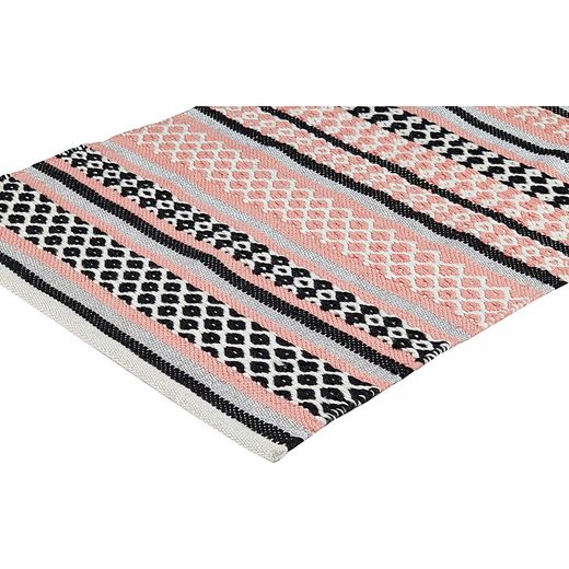 100% recycled PET black, coral and silver rug, 140 x 200 cm