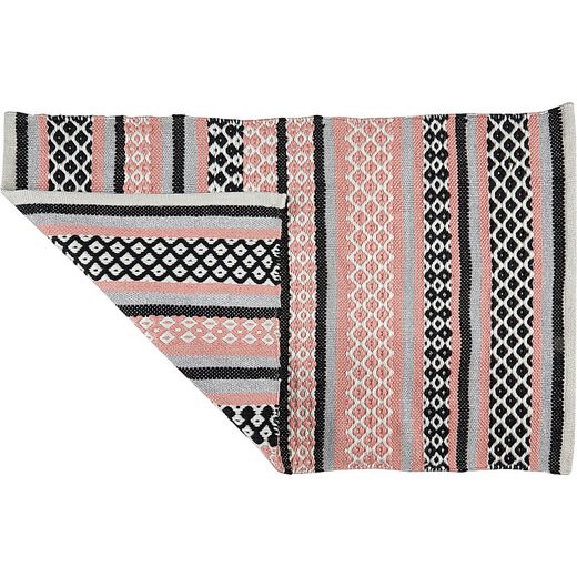 100% recycled PET black, coral and silver rug, 140 x 200 cm