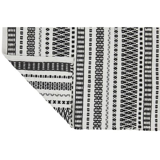 Tappeto bianco e nero in PET riciclato al 100%, 140 x 200 cm