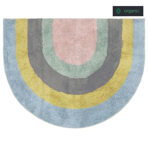 Alfombra de Algodón Orgánico Arcoíris Multicolor, 90x120 cm