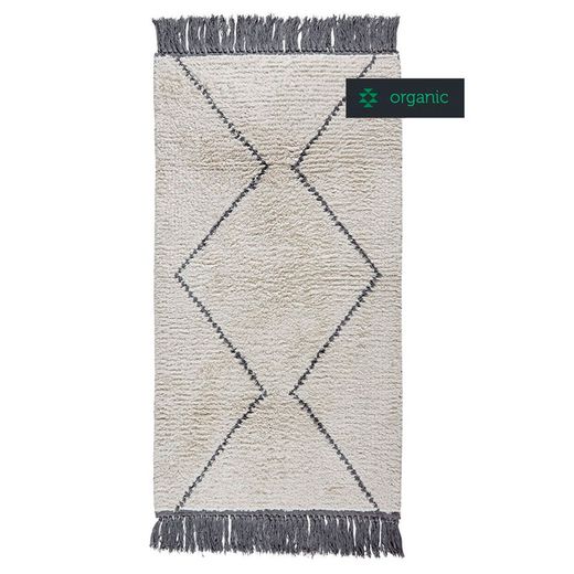 White and gray cotton rug, 60x90 cm