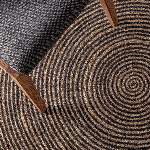 Alfombra de algodón en beige, 180 x 180 x 1 cm | Leandra